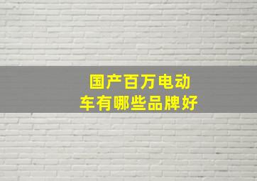 国产百万电动车有哪些品牌好