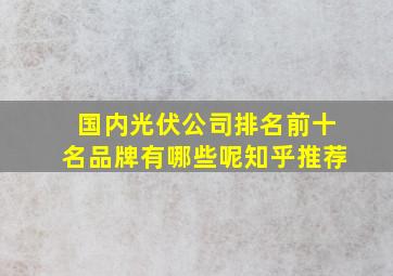 国内光伏公司排名前十名品牌有哪些呢知乎推荐