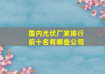 国内光伏厂家排行前十名有哪些公司