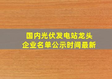 国内光伏发电站龙头企业名单公示时间最新