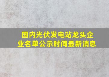 国内光伏发电站龙头企业名单公示时间最新消息