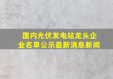 国内光伏发电站龙头企业名单公示最新消息新闻