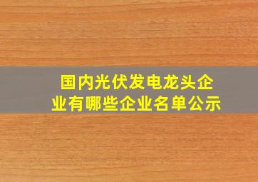 国内光伏发电龙头企业有哪些企业名单公示