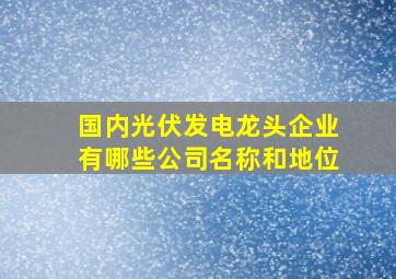 国内光伏发电龙头企业有哪些公司名称和地位