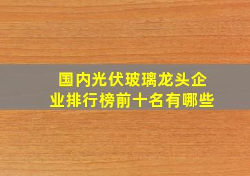 国内光伏玻璃龙头企业排行榜前十名有哪些