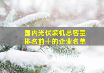 国内光伏装机总容量排名前十的企业名单