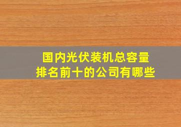 国内光伏装机总容量排名前十的公司有哪些