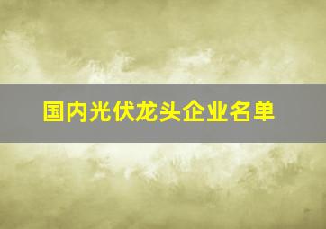 国内光伏龙头企业名单