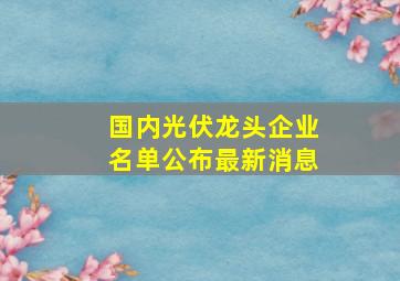 国内光伏龙头企业名单公布最新消息