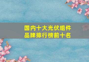 国内十大光伏组件品牌排行榜前十名