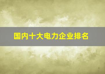 国内十大电力企业排名