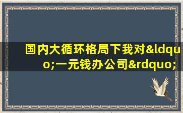 国内大循环格局下我对“一元钱办公司”政策的解读