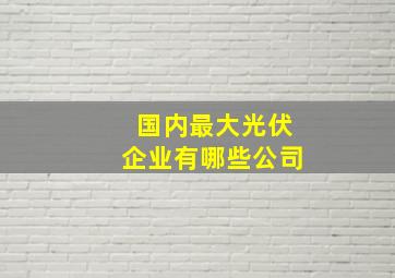 国内最大光伏企业有哪些公司