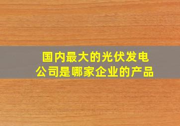 国内最大的光伏发电公司是哪家企业的产品