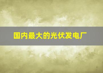 国内最大的光伏发电厂