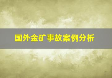 国外金矿事故案例分析