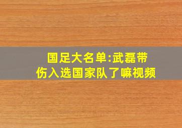 国足大名单:武磊带伤入选国家队了嘛视频