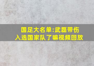 国足大名单:武磊带伤入选国家队了嘛视频回放