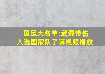 国足大名单:武磊带伤入选国家队了嘛视频播放