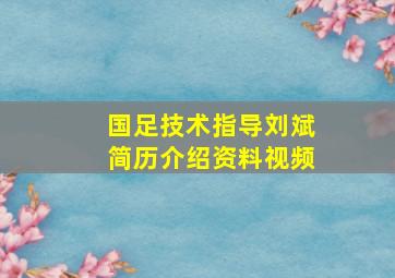 国足技术指导刘斌简历介绍资料视频