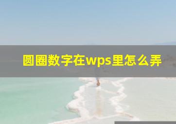 圆圈数字在wps里怎么弄