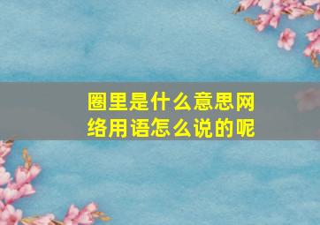 圈里是什么意思网络用语怎么说的呢