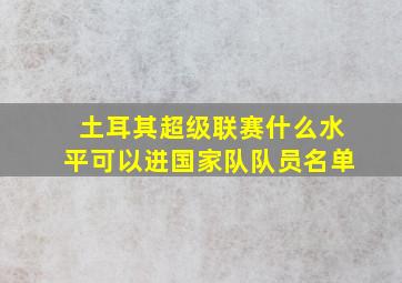 土耳其超级联赛什么水平可以进国家队队员名单