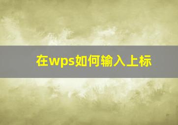 在wps如何输入上标