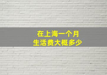 在上海一个月生活费大概多少