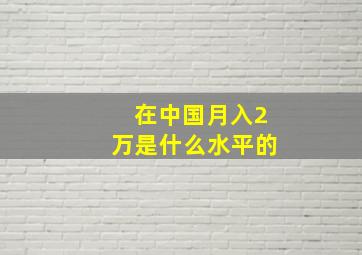 在中国月入2万是什么水平的