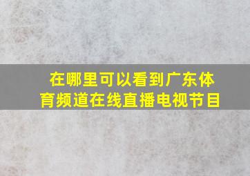 在哪里可以看到广东体育频道在线直播电视节目