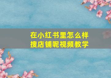 在小红书里怎么样搜店铺呢视频教学