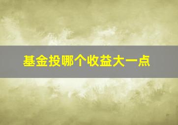 基金投哪个收益大一点