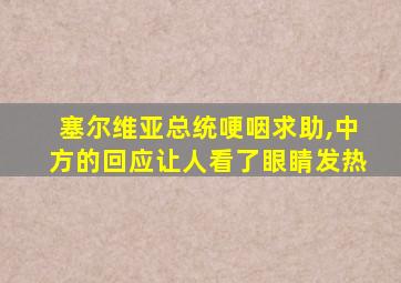 塞尔维亚总统哽咽求助,中方的回应让人看了眼睛发热