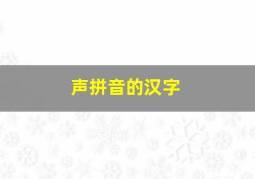 声拼音的汉字