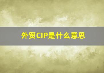 外贸CIP是什么意思