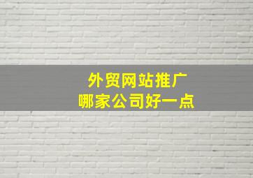 外贸网站推广哪家公司好一点