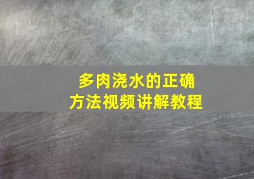 多肉浇水的正确方法视频讲解教程