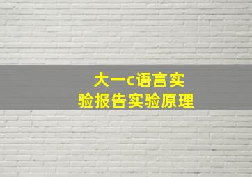 大一c语言实验报告实验原理