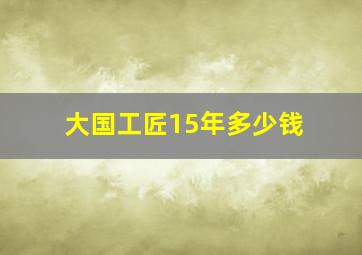 大国工匠15年多少钱