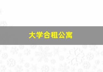 大学合租公寓