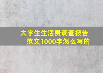 大学生生活费调查报告范文1000字怎么写的