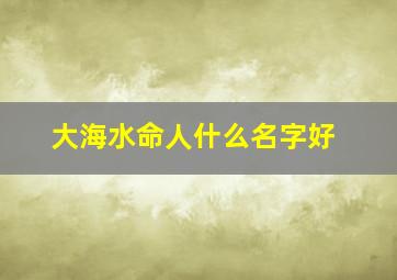 大海水命人什么名字好