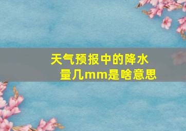 天气预报中的降水量几mm是啥意思