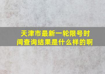 天津市最新一轮限号时间查询结果是什么样的啊