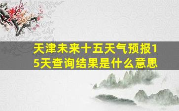 天津未来十五天气预报15天查询结果是什么意思