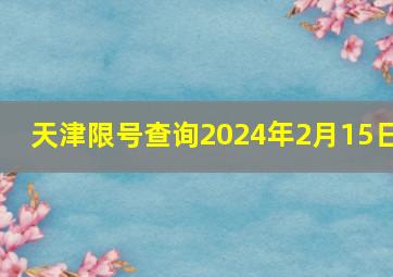 天津限号查询2024年2月15日