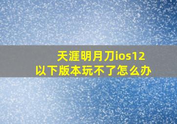 天涯明月刀ios12以下版本玩不了怎么办