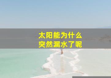 太阳能为什么突然漏水了呢