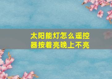 太阳能灯怎么遥控器按着亮晚上不亮